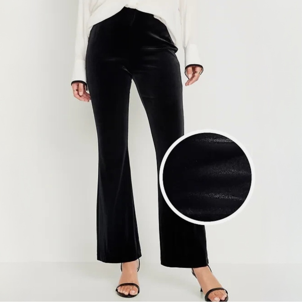 NWT Old Navy High Waisted Black Velvet Pull On Flare Pants XXL